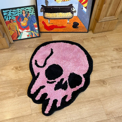 Pink Melting Skull Rug