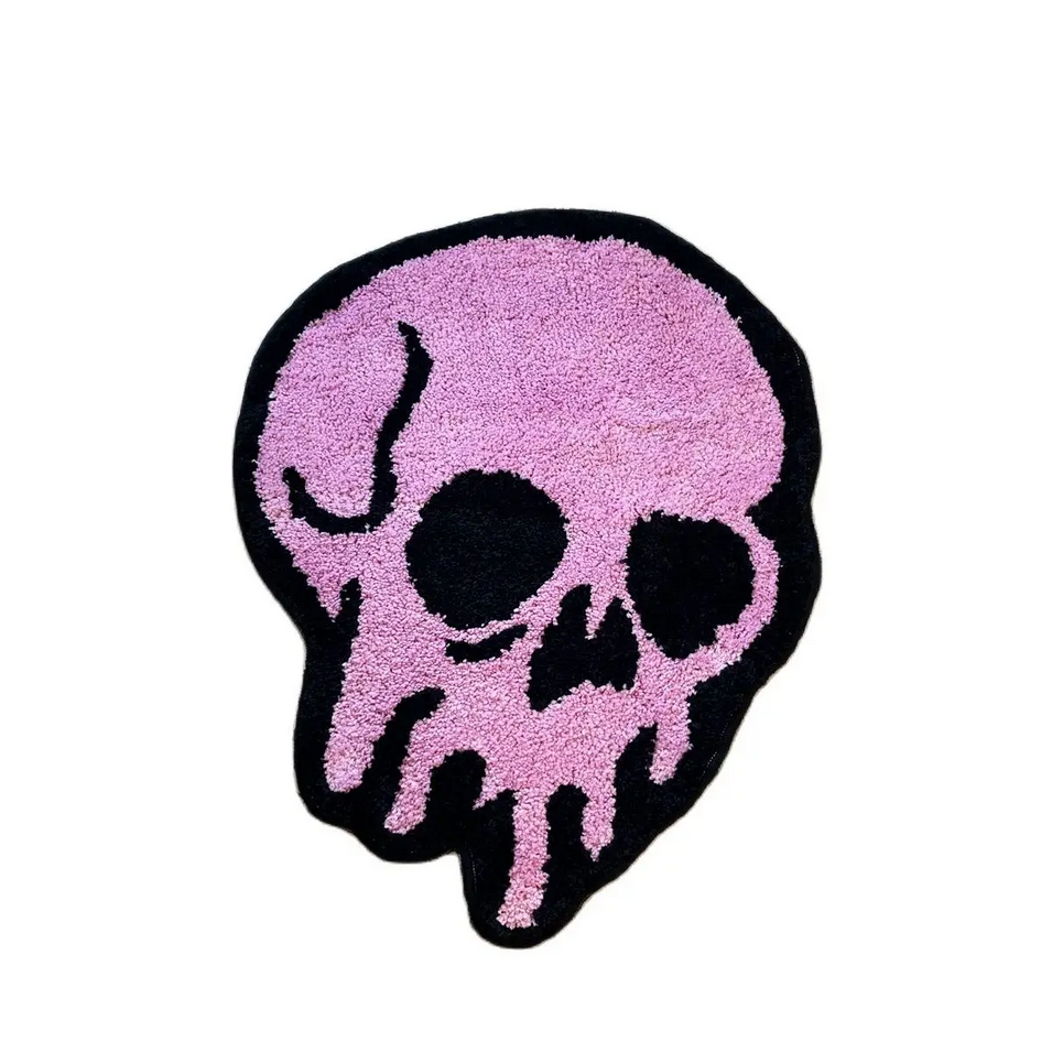 Pink Melting Skull Rug